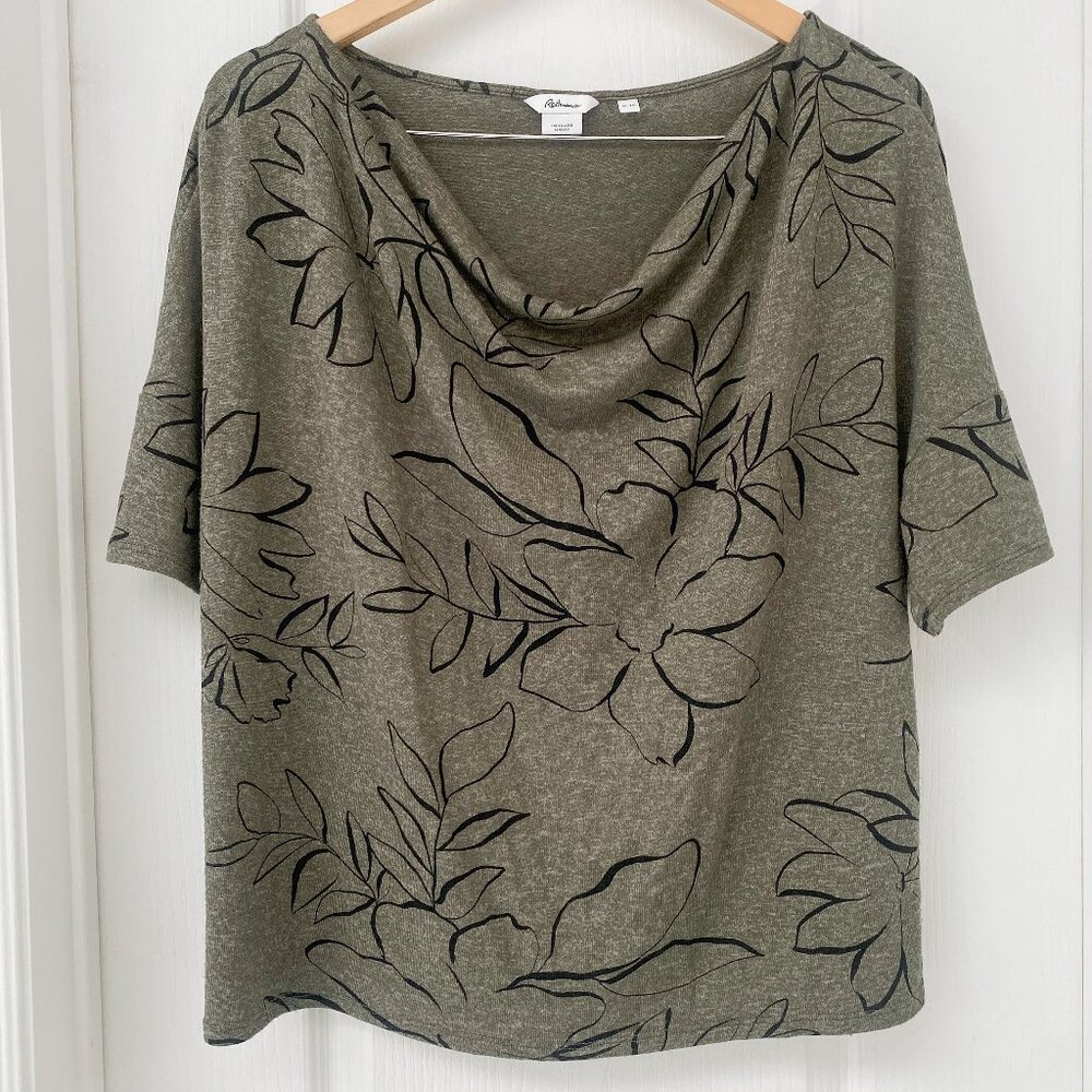 Reitmans The Relaxed Olive Green Floral Cowl Neck Top XL